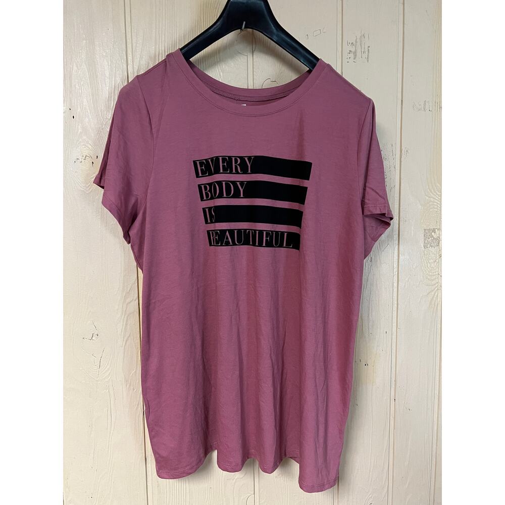 Every Body is Beautiful Torrid 3X Tee Dusty Rose Pink T-Shirt Top Crew Neck NEW - Picture 3 of 7